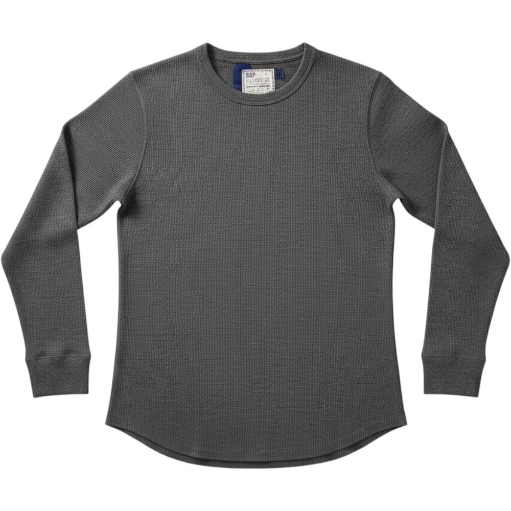 Gap Vtg Y2k Size S Gray Waffle Knit Thermal Long Sleeve Shirt Curved Hem